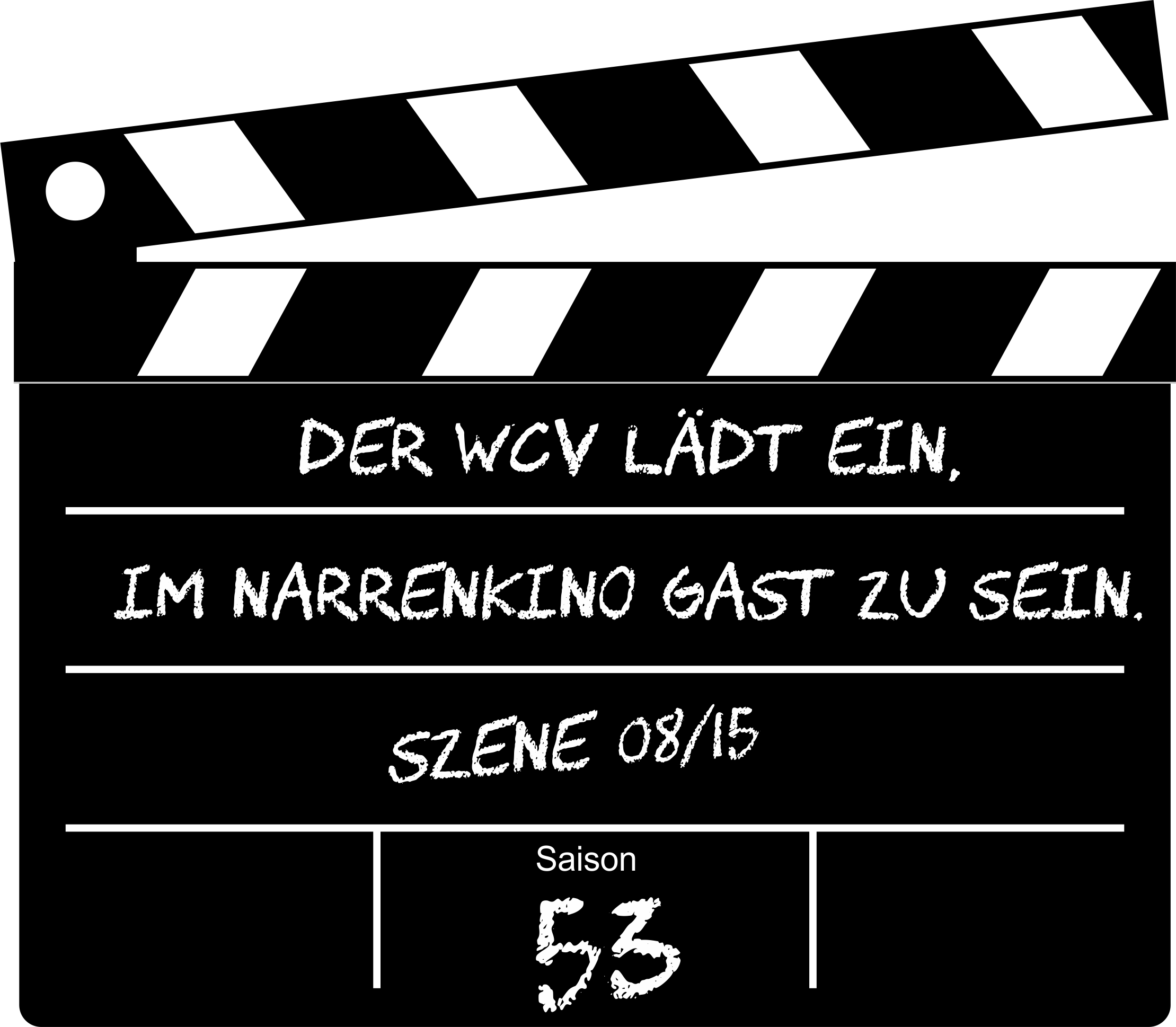 Filmklappe mit Motto